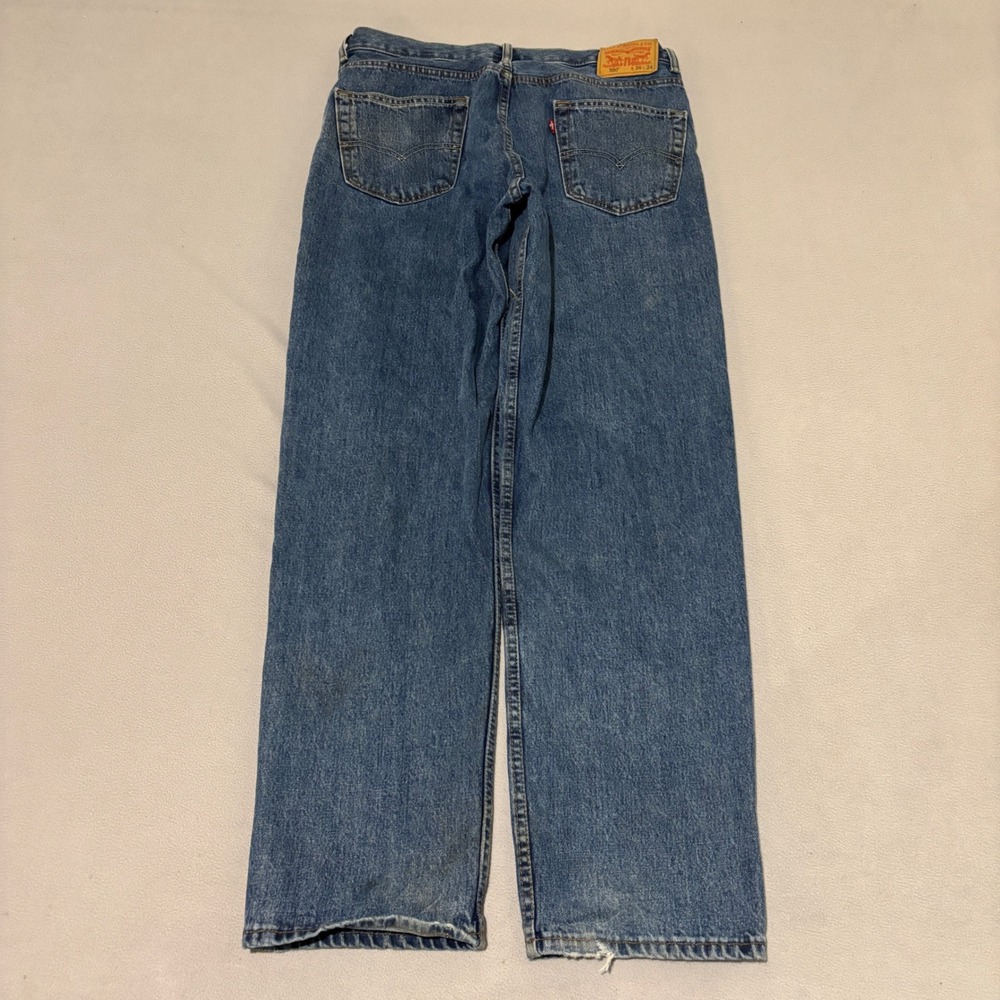 Levis 550 Relaxed Fit Jeans Mens 36x34 Blue Medium Wash Denim Grunge Casual - Picture 5 of 9